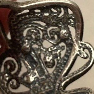 Vintage Sterling Silver Ring, Butterfly, Diamond Cut, Filigree,