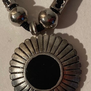 Vintage Metal Bolo Tie, Necklace, Silver Sun Burst, Nice Western Design, 1 1/2&quot; x 1 1/2&quot;, Quality, Heavy Duty, Made in USA, Country