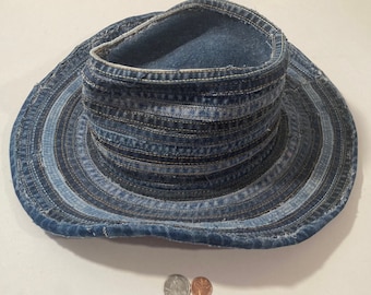 Chapéu de cowboy vintage, jeans, jeans azul, grosso, renegado, tamanho 7, qualidade, cowboy, roupa ocidental, rancheiro, guarda-sol, chapéu muito bonito