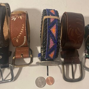 Vintage Lot of 5 Assorted Leather Belts, Nice Good Leather  display picture 3
