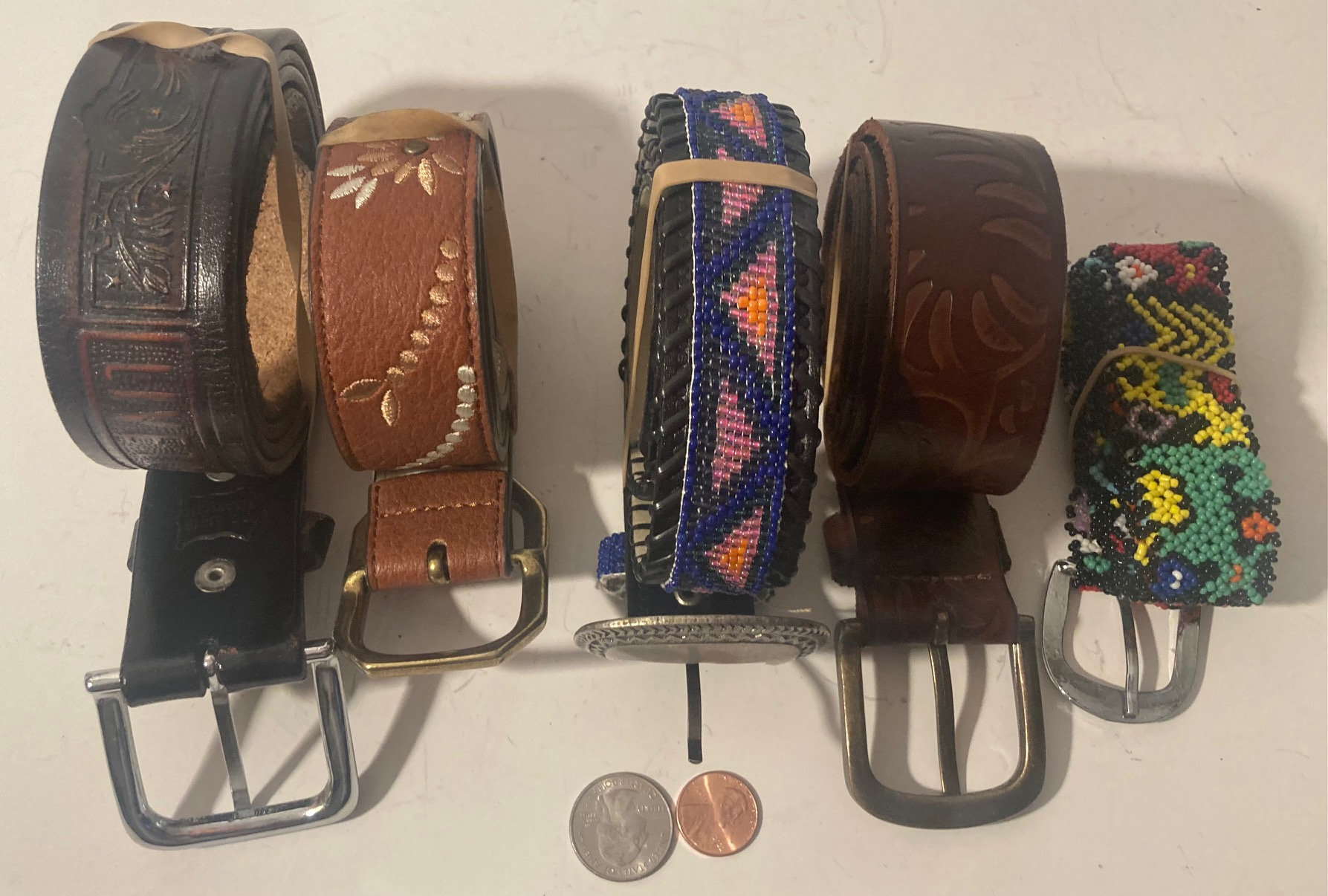 Belts . Lot of 6. Vintage Vintage Lot of 9 Assorted Leather Belts, Nice Good Leather  main image 3