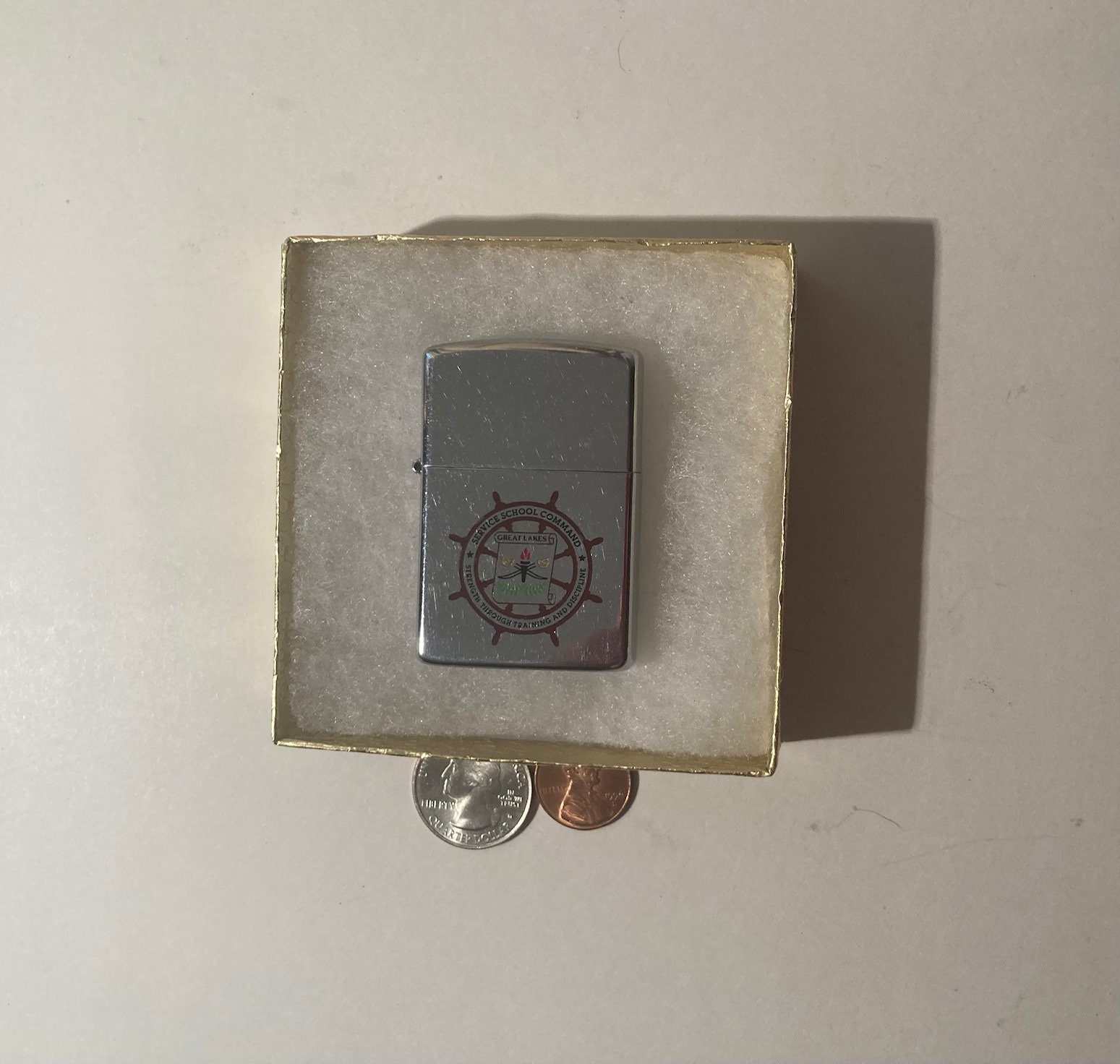 55’レギュラー　ZIPPO GRATE LAKES Vintage Metal Zippo, Great Lakes, Service School Command, Navy
