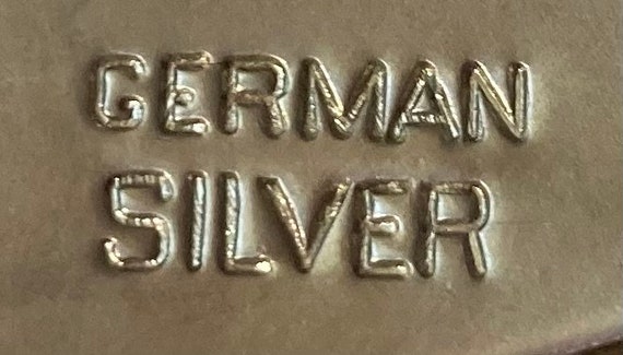 Vintage Metal Belt Buckle, German Silver and Bras… - image 5