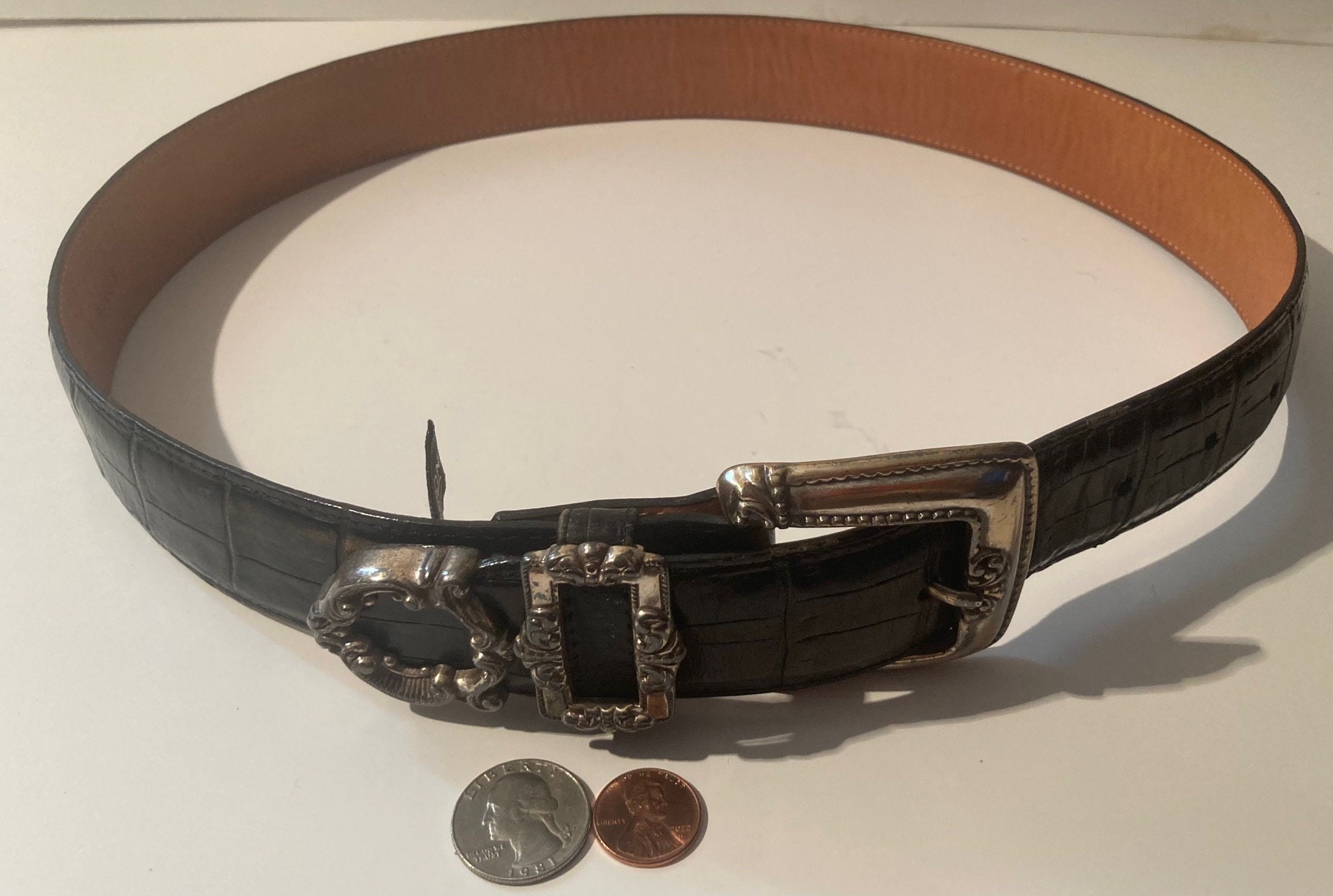 Vintage 1993 Leather Belt and Buckle, Brighton, Really Nice 