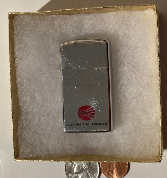 ビンテージzippo 1966年スリム PLANE PARTS INC. Vintage Metal Zippo, Slim, Continental Airlines, Airplane, Airport