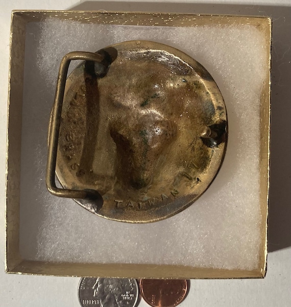 Buy Vintage Metal Belt Buckle, Brass, Lions Head, Lion, King  display picture 3