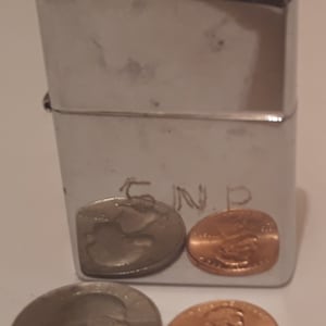 Vintage Metal Lighter, Cigarette, Cigars, Metal Zippo Lighter, S.N.P. Scratched Into It, Fun Lighter