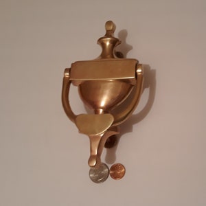 Vintage Metal Brass Door Knocker, Heavy Duty Brass, 7&quot; Tall, Bolts Included