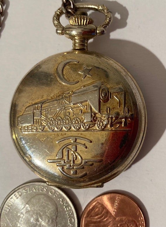 Vintage Metal Pocket Watch, Train, Geneva, Clock,… - image 2