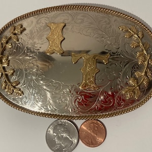 Vintage Metal Belt Buckle, I.T., Montana Silversmith, Big Size, 5&quot; x 3 1/2&quot;, Thick Metal, Quality, Made in USA, Country and Western, Heavy