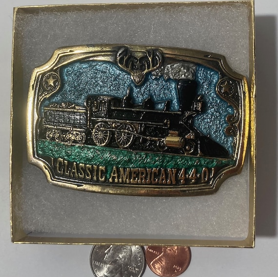 Vintage 1983 Metal Belt Buckle, Train, Railroad, … - image 1
