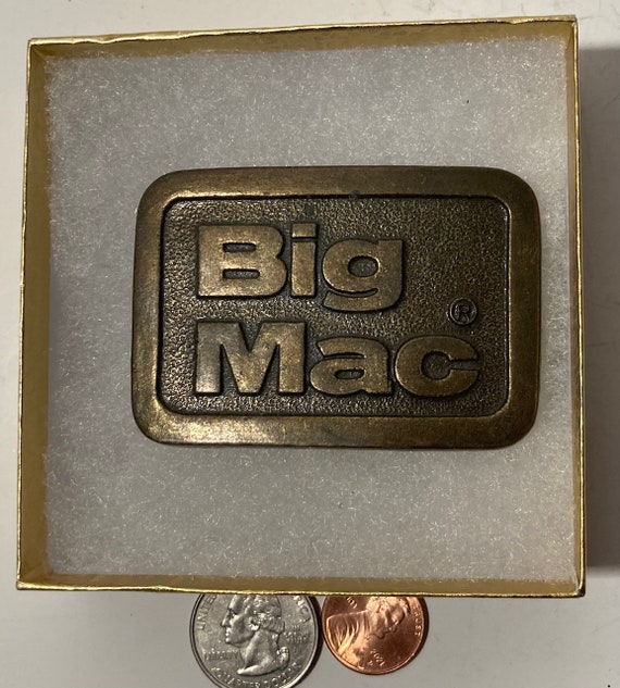 Vintage Metal Belt Buckle, Brass, Big Mac, Nice D… - image 2