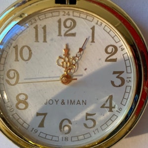Vintage Metal Pocket Watch, Joy & Iman, Clock, Time, Style