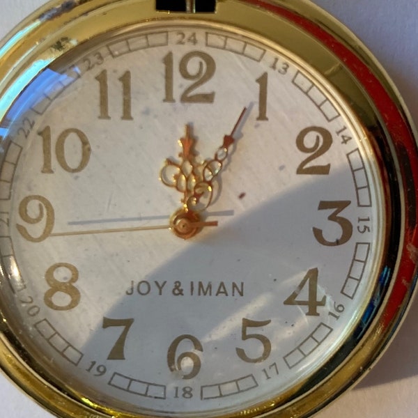 Vintage Metal Pocket Watch, Joy & Iman, Clock, Time, Style