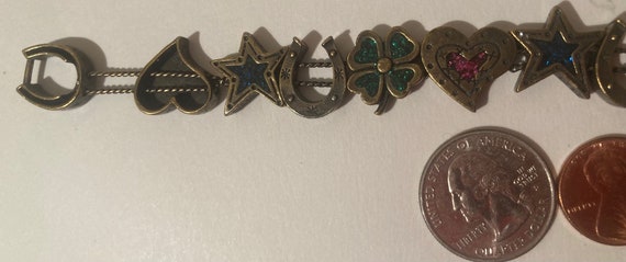 Vintage Metal Western Bracelet, Horseshoe, Sparkl… - image 5