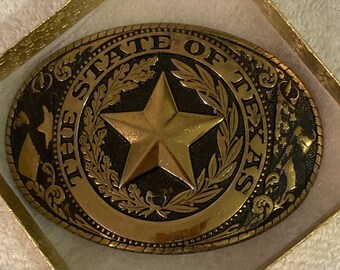 Vintage Metal Belt Buckle, The State of Texas, The Austin Collection, Nice Design, 3 3/4&quot; x 2 3/4&quot;, Heavy Duty, Quality, Thick Metal