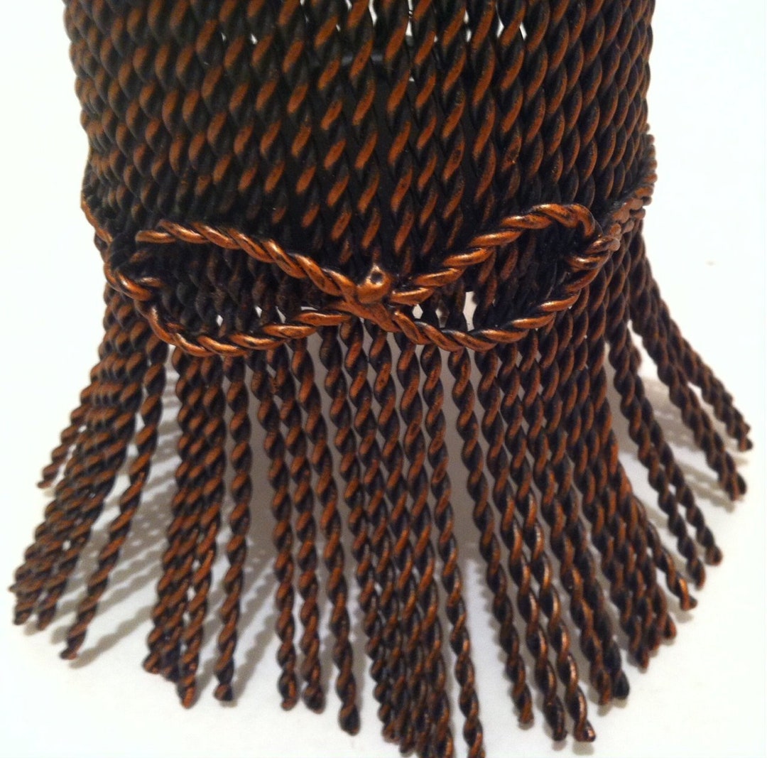 Vintage Copper Metal Wire Basket, Office Desk Organizer, Desk Decor, 9 1/2 Tall, Multiple Uses