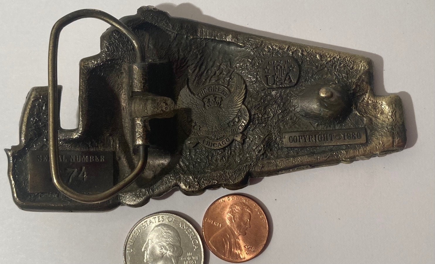 Vintage 1980 Metal Pewter Belt Buckle, Train, Steam Engine 
