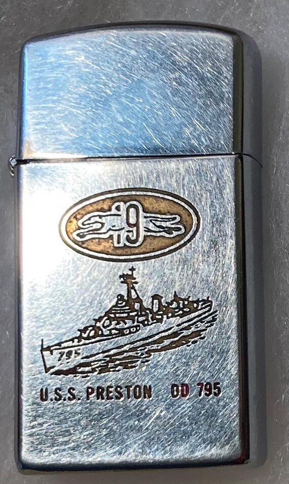 Vintage Metal Zippo Ships Lighter, U.S.S. Preston DD-795