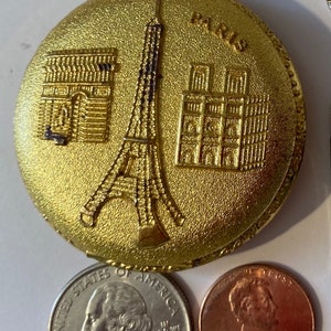 Vintage Metal Pocket Watch, Paris, Eiffel Tower, Made in Japan, Clock, Time, Style