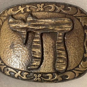 Vintage Metal Belt Buckle, Brass, Hand Made, Saddle, Nice Western Design, 3 1/2&quot; x 2 3/4&quot;, Quality, Heavy Duty, Made in USA, Country