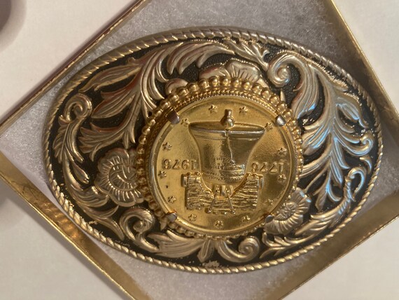 Vintage Metal Belt Buckle, Brass, Coin, Money, Ni… - image 3