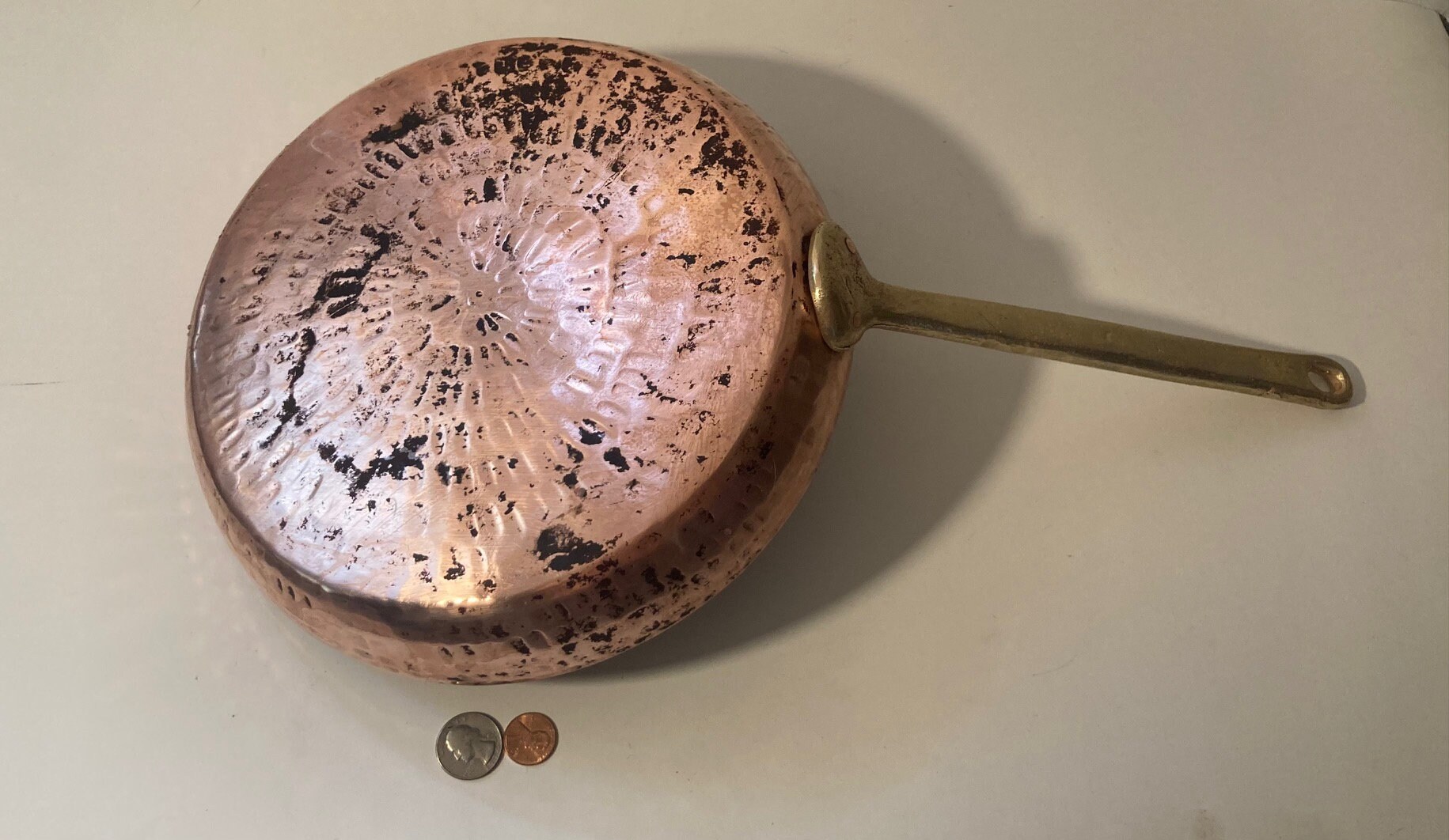 Vintage Metal Copper and Brass Frying Pan, Cooking Pan, Kitchen