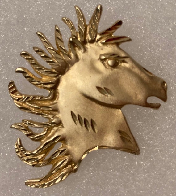 Vintage 14KT Gold Horse Head Pendant, Charm, Solid