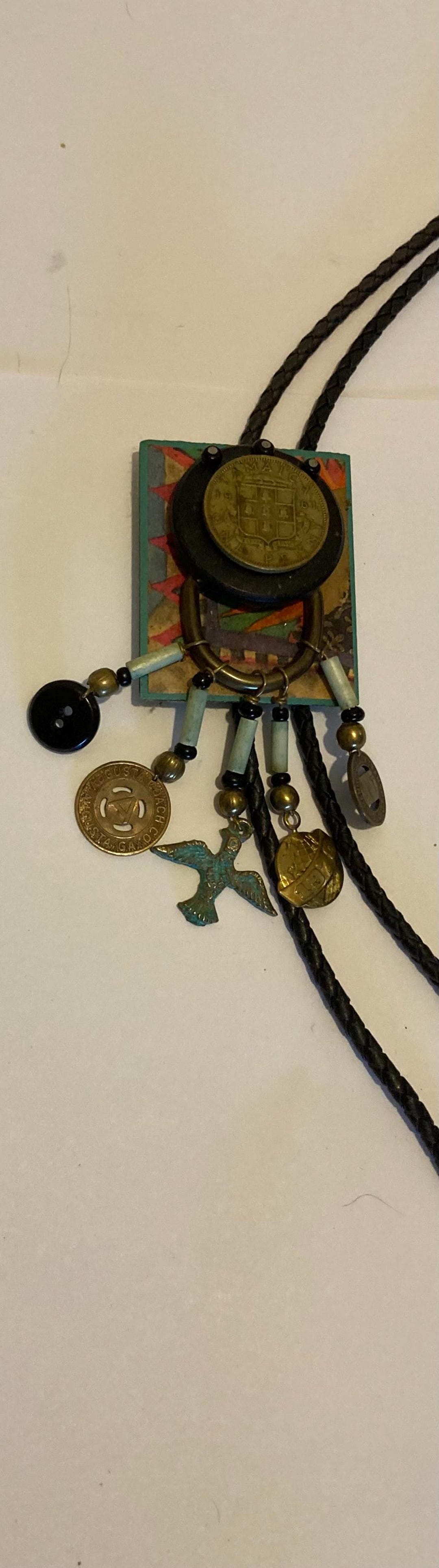 Vintage 1970 Metal Bolo Tie, A Little Different, Jamaica 1961 Penny ...