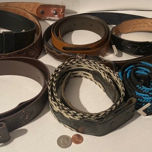 Vintage Lot of 9 Assorted Leather Belts, Nice Good Leather  display picture 2