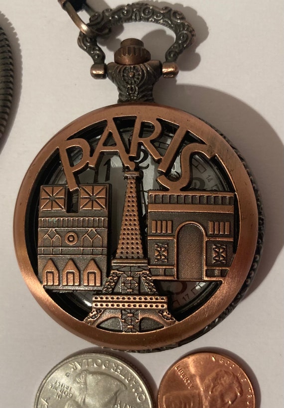 Vintage Metal Pocket Watch, Paris, Clock, Time, St