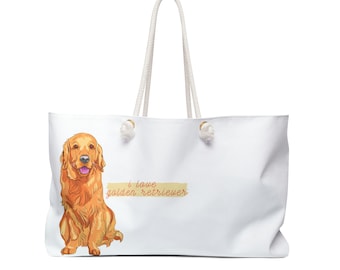 I love my Golden Retriever Dog POD Weekender Bag
