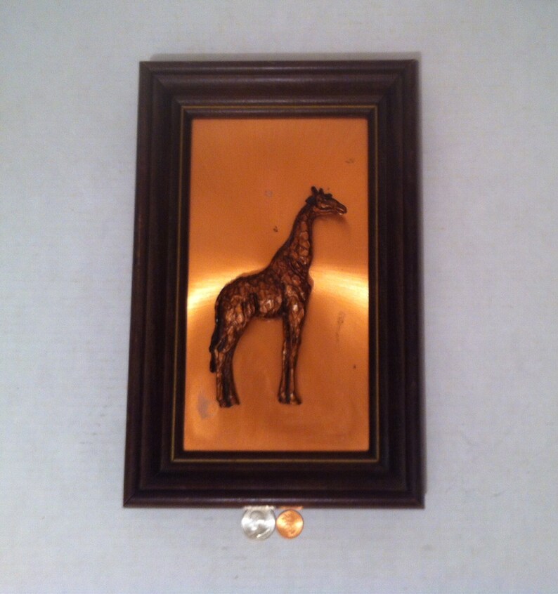 Vintage Copper And Wooden Giraffe Wall Hanging Home Decor 12 Image 0