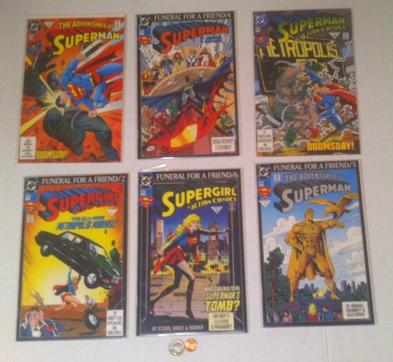 6 Vintage Comic Books Superman Funeral For A Friend Etsy