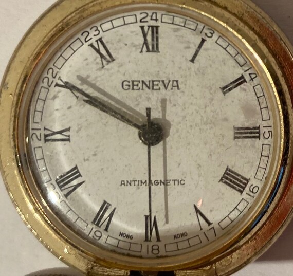 Vintage Metal Pocket Watch, Train, Geneva, Clock,… - image 3