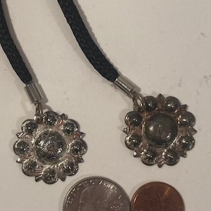 Vintage Metal Bolo Tie, Nice Metal Bursts Design, Nice Western Design, 1 1/2&quot; x 1 1/2&quot;, Quality, Heavy Duty