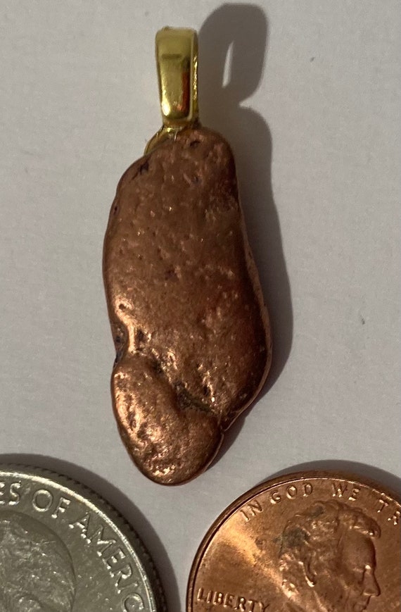 Vintage Metal Copper Nugget and Brass Pendant, Re… - image 3