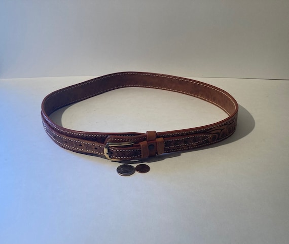 Vintage Leather Belt and Buckle, High Sheriff, Ha… - image 1