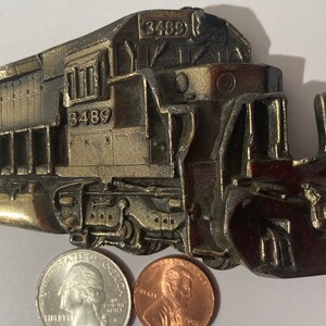 Vintage 1980 Metal Pewter Belt Buckle, Train, Steam Engine, Locomotive, Country & Western, Made in USA, Belt, Fashion, Accessory