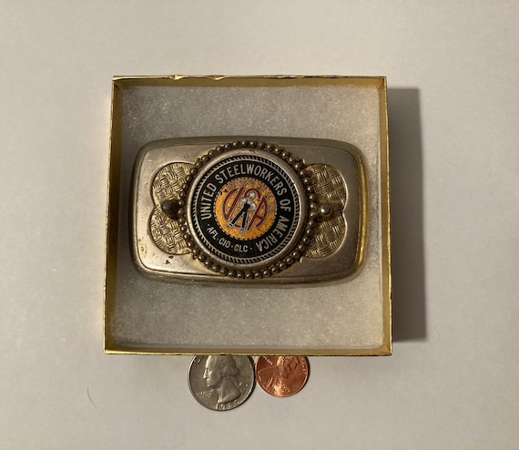 Vintage Metal Belt Buckle, United Steelworkers of… - image 3