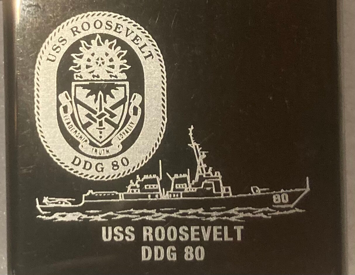Vintage Metal Zippo, U.S.S. Roosevelt DDG-80, Destroyer Ship