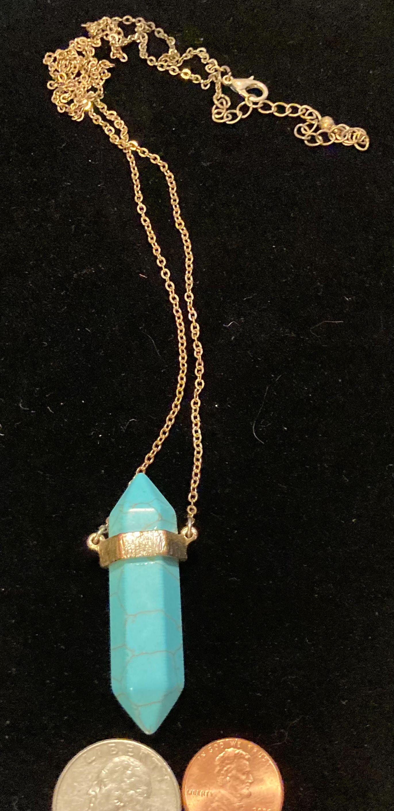 Collier Vintage En Argent Et Pierre Turquoise - Bijou Ancien, Occasion Porté