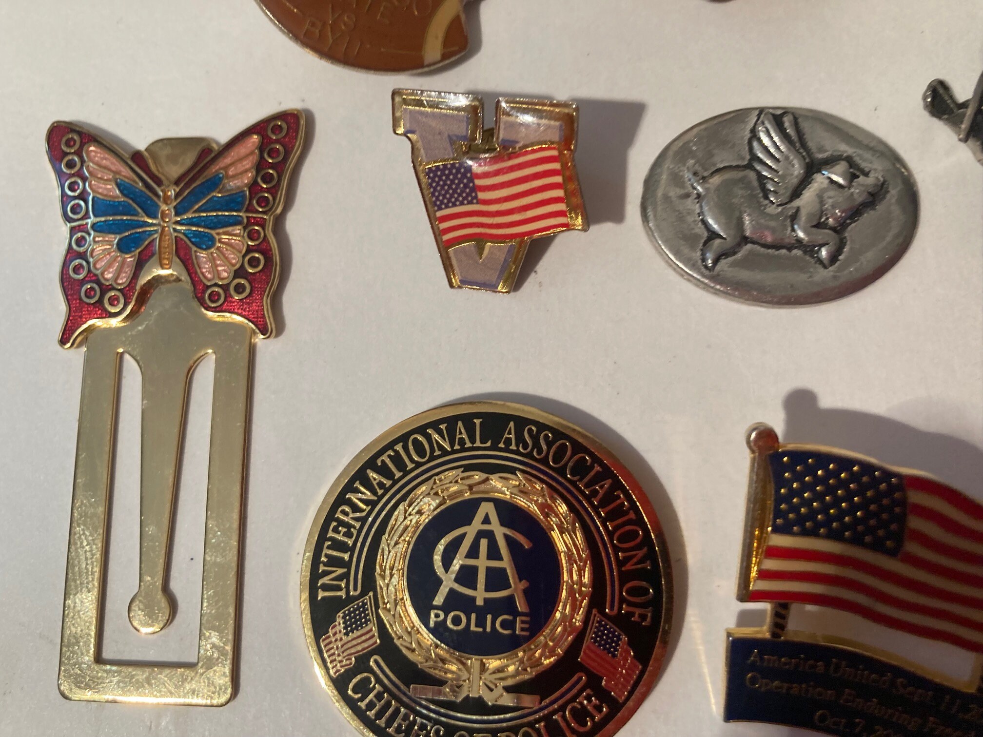 Lot of 8 Assorted Metal Items, Pins, Butterfly Money Clip, San Diego ...