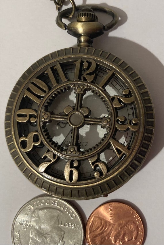 Vintage Metal Pocket Watch, Clock Face, Clock, Ti… - image 2