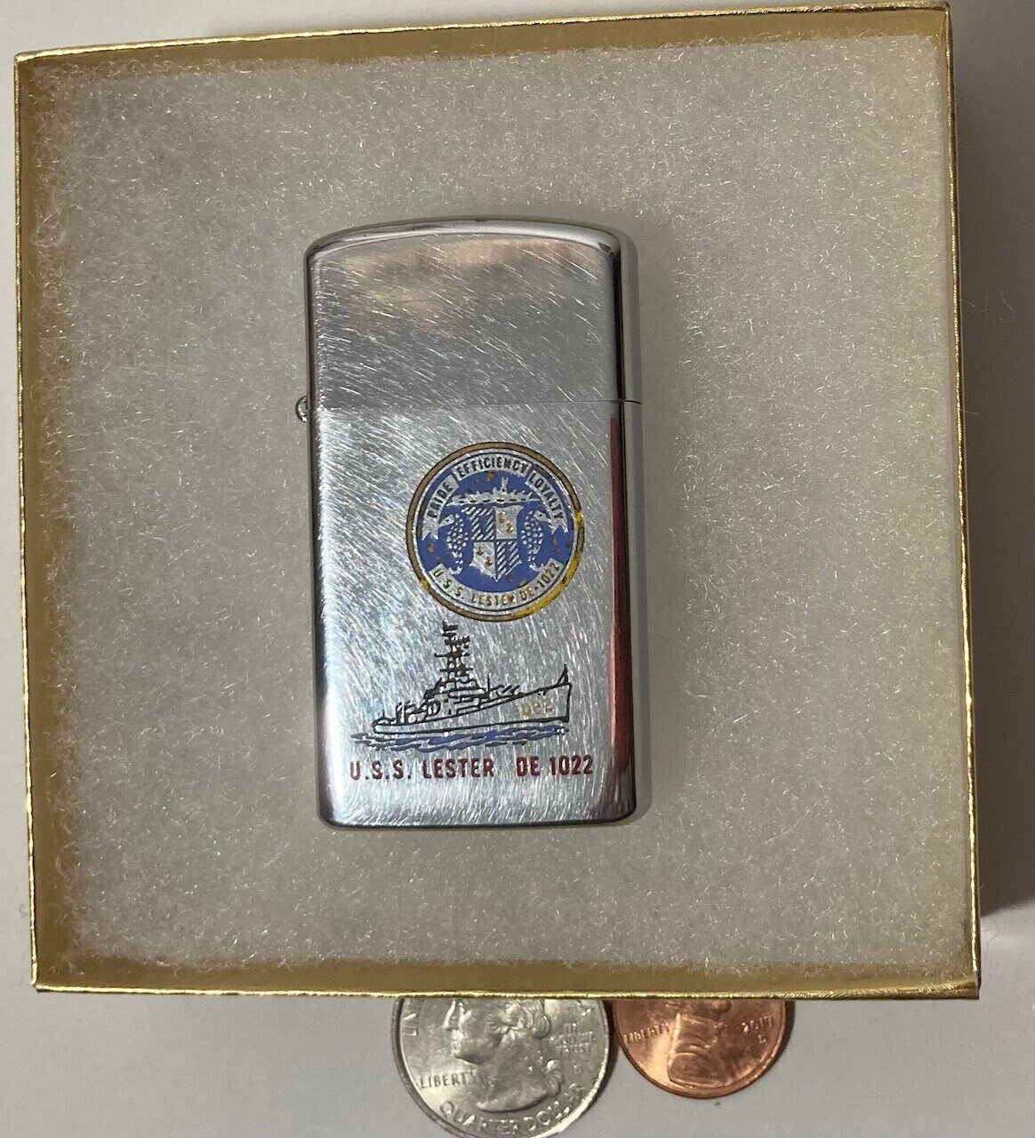 【内祝い】 Vintage Metal Ship Destroyer, DE-1022, Lester U.S.S. Zippo, その他