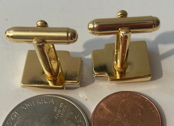 Vintage Metal Silver and Brass Cuff Links Set, Qu… - image 5