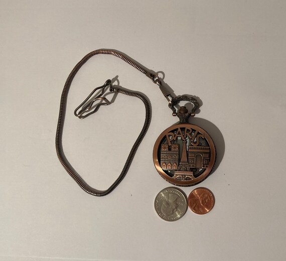 Vintage Metal Pocket Watch, Paris, Clock, Time, S… - image 2