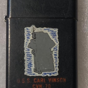 Vintage Metal Zippo Ships Lighter, U.S.S. Carl Vinson CVN-70, Aircraft Carrier Ship. Navy, Command, Zippo, Made in USA, Cigarettes