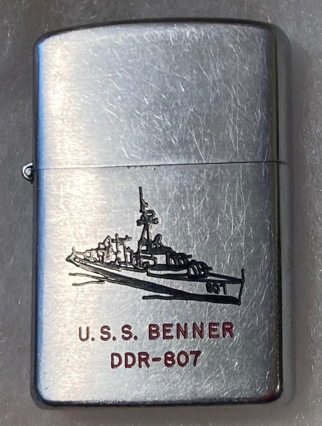 Vintage Metal Ships Lighter, U.S.S. Benner DDR=807, Destroyer Ship