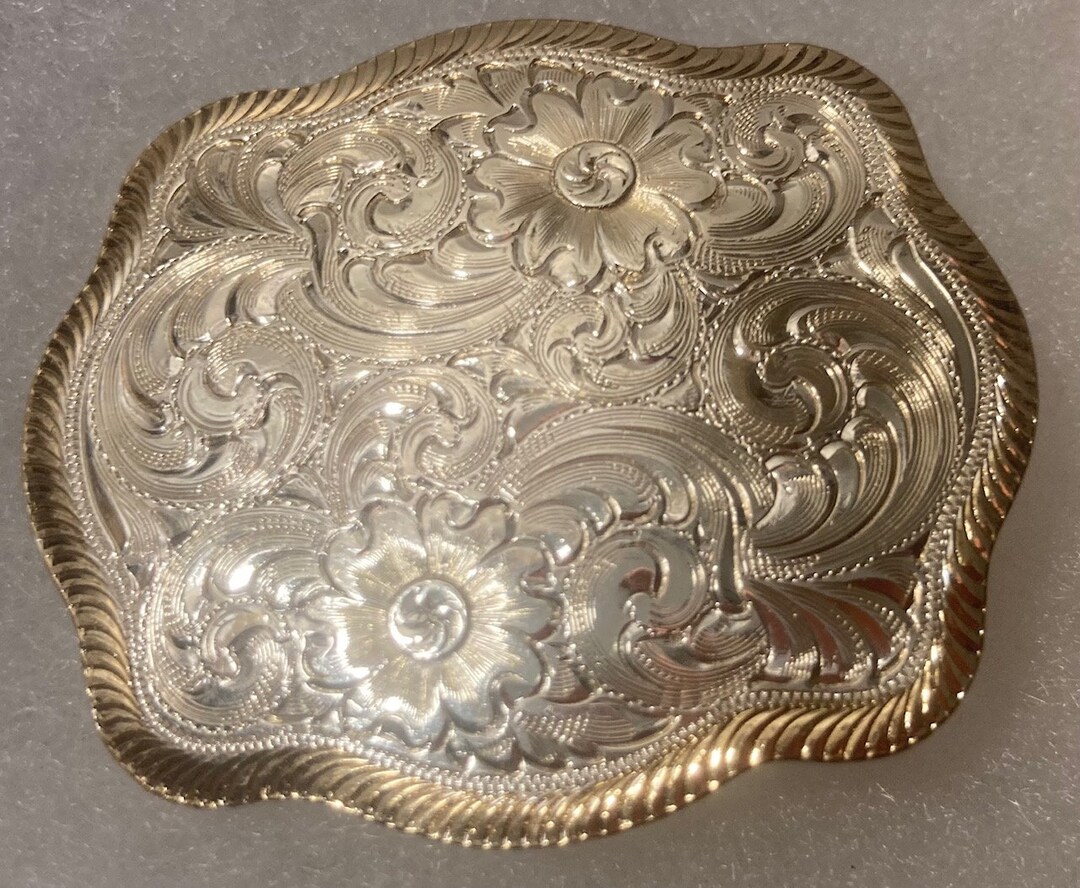 Orfèvrerie MONTANA Cowboy équitation cheval en métal argenté boucle de